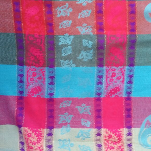 100% Pashmina Women Scarf Wrap Blue Pink Purple 70" x 27" Paisley - Picture 15 of 16